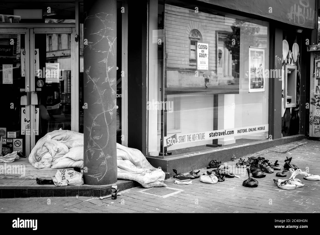 Obdachlosigkeit während der Sperre in Brighton Stockfoto