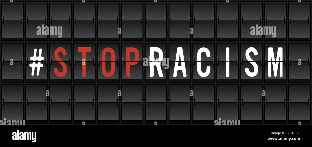 Stop Rassismus Protest Banner. Flughafen Split-Klappe Display Board Design Konzept Vektor Illustration Stock Vektor