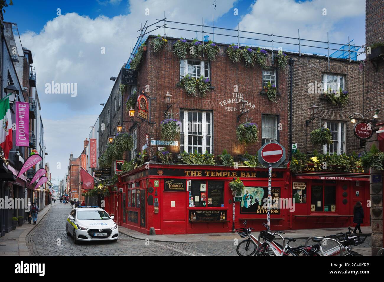 Stadtzentrum von Dublin Covid19 Mal im Jahr 2020. Geschlossene Geschäfte, Kneipen, leere Straßen. Stockfoto