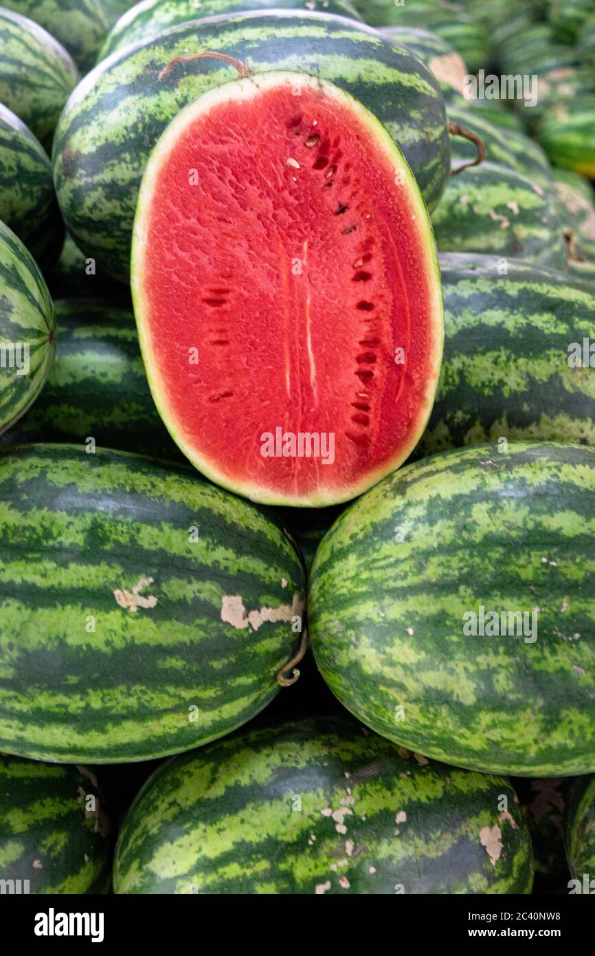 Rote und süße Wassermelone Früchte Stockfoto