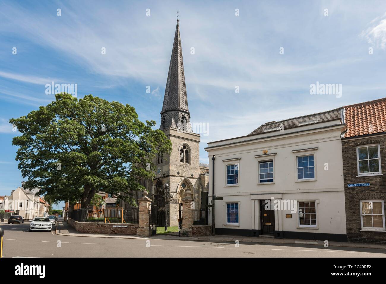 St. Nicholas Chapel Kings Lynn, Ansicht der St. Nicholas Chapel aus dem 14. Jahrhundert, die sich im nördlichen Ende des historischen King's Lynn in Norfolk, England, Großbritannien, befand Stockfoto