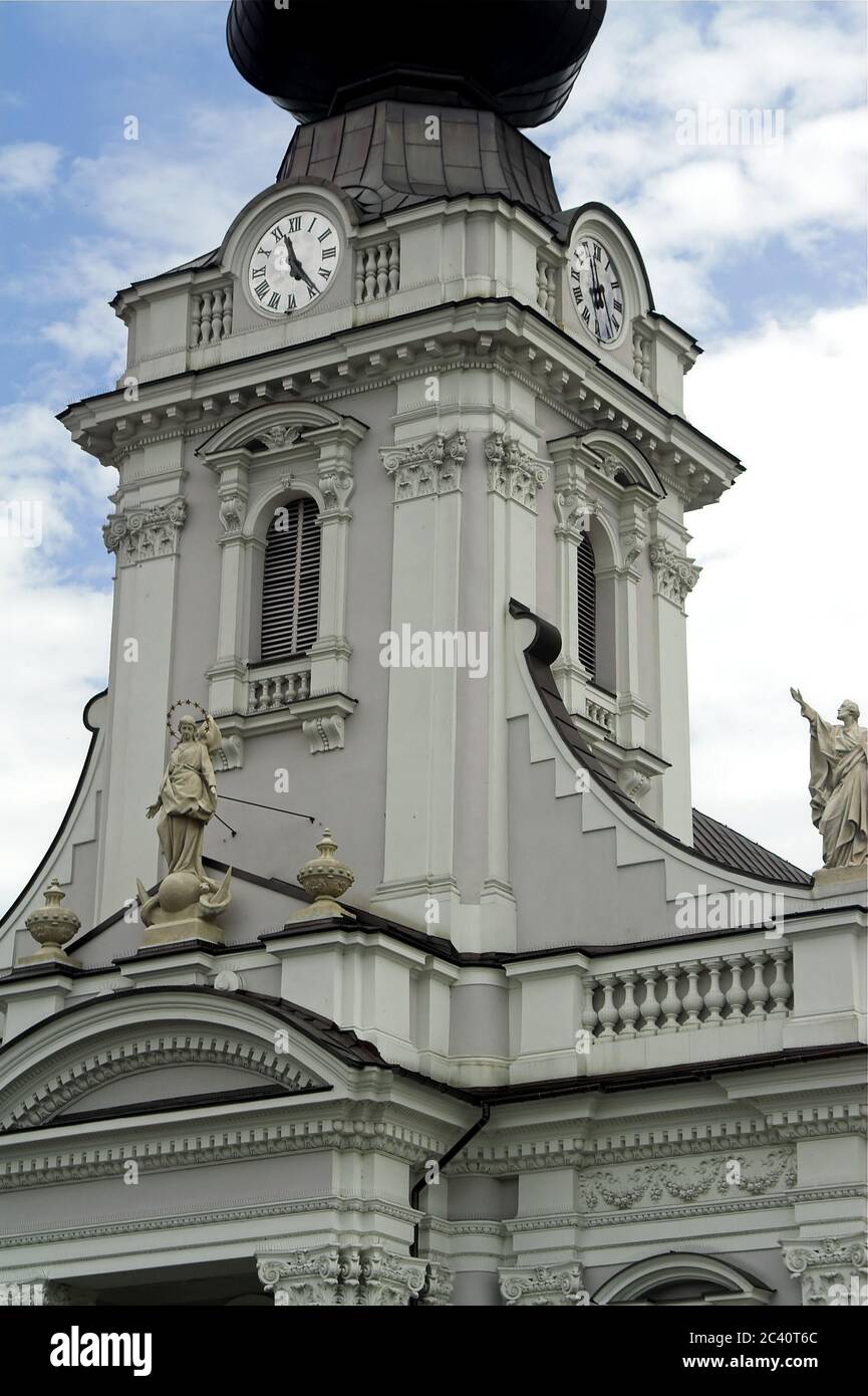 Wadowice, Basilika der Darstellung der seligen Jungfrau Maria, Kirche der Taufe des heiligen Johannes Paul II Stockfoto