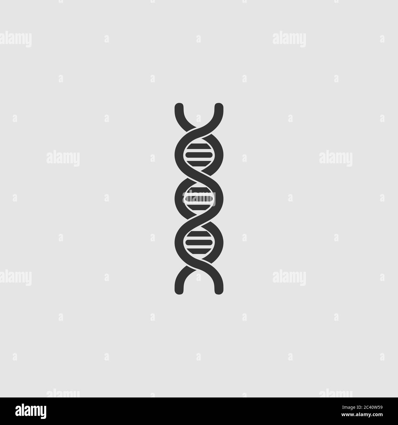 Vektor-DNA-Symbol flach. Schwarzes Piktogramm auf grauem Hintergrund. Vektorgrafik Symbol Stock Vektor