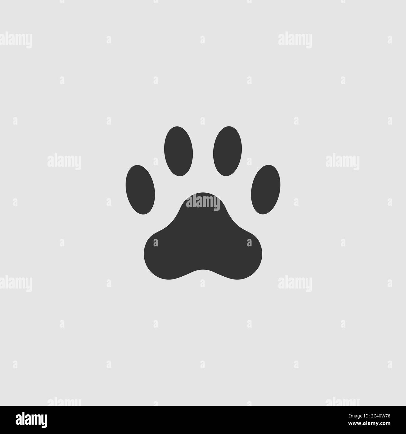 Paw-Symbol flach. Schwarzes Piktogramm auf grauem Hintergrund. Vektorgrafik Symbol Stock Vektor