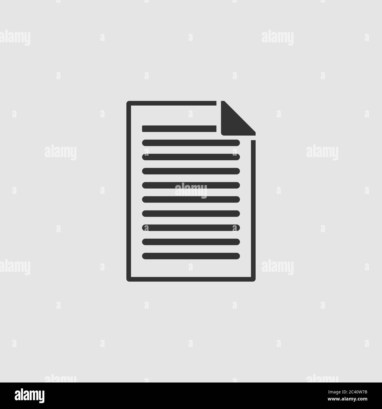 Dokumentsymbol flach. Schwarzes Piktogramm auf grauem Hintergrund. Vektorgrafik Symbol Stock Vektor