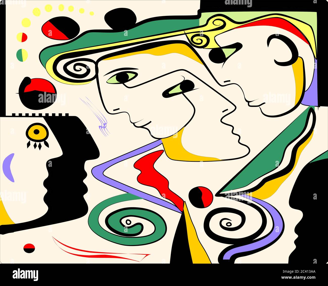 Bunte Hintergrund, Kubismus Art Stil, abstrakte Gesichter Stock Vektor