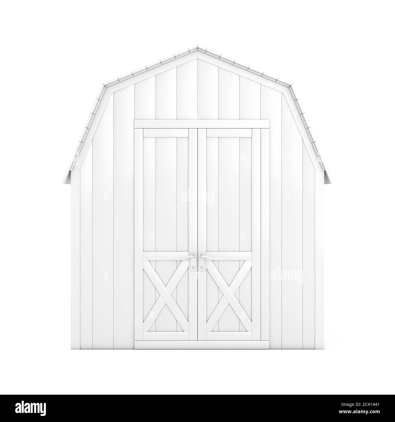 Weißes Holz kleines Haus Hütte Lagerschuppen für Gartengeräte in Ton-Stil  auf weißem Hintergrund. 3d-Rendering Stockfotografie - Alamy