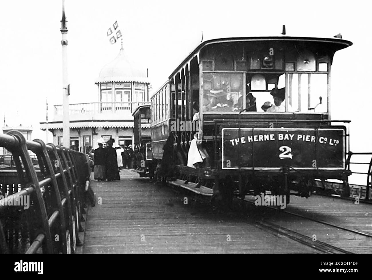 Herne Bay Pier Straßenbahn, wahrscheinlich Anfang des 20. Jahrhunderts Stockfoto