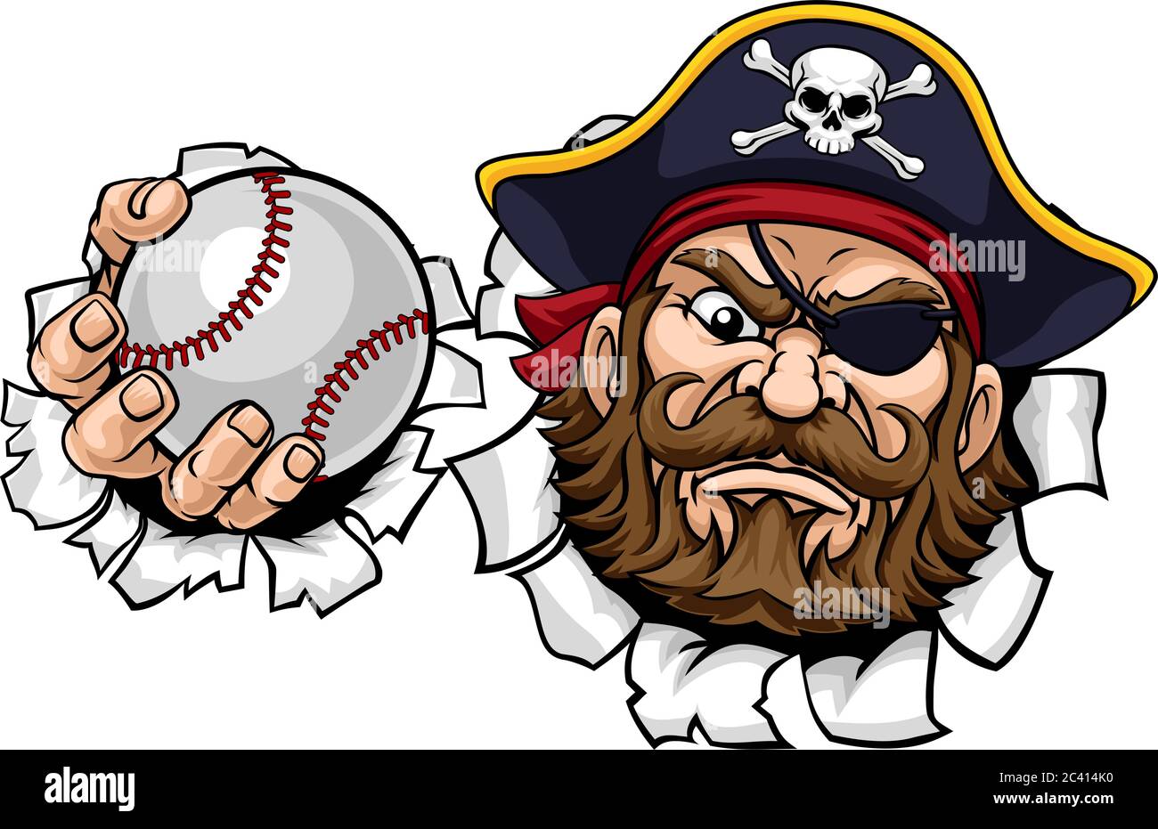 Pirate Baseball Ball Sport Maskottchen Cartoon Stock Vektor