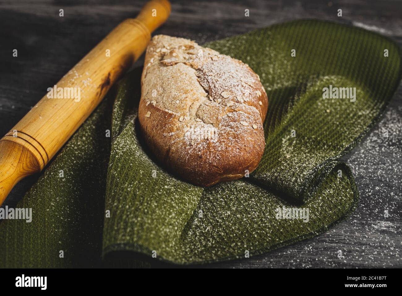 Fotos von Brot und Pasta Stockfoto