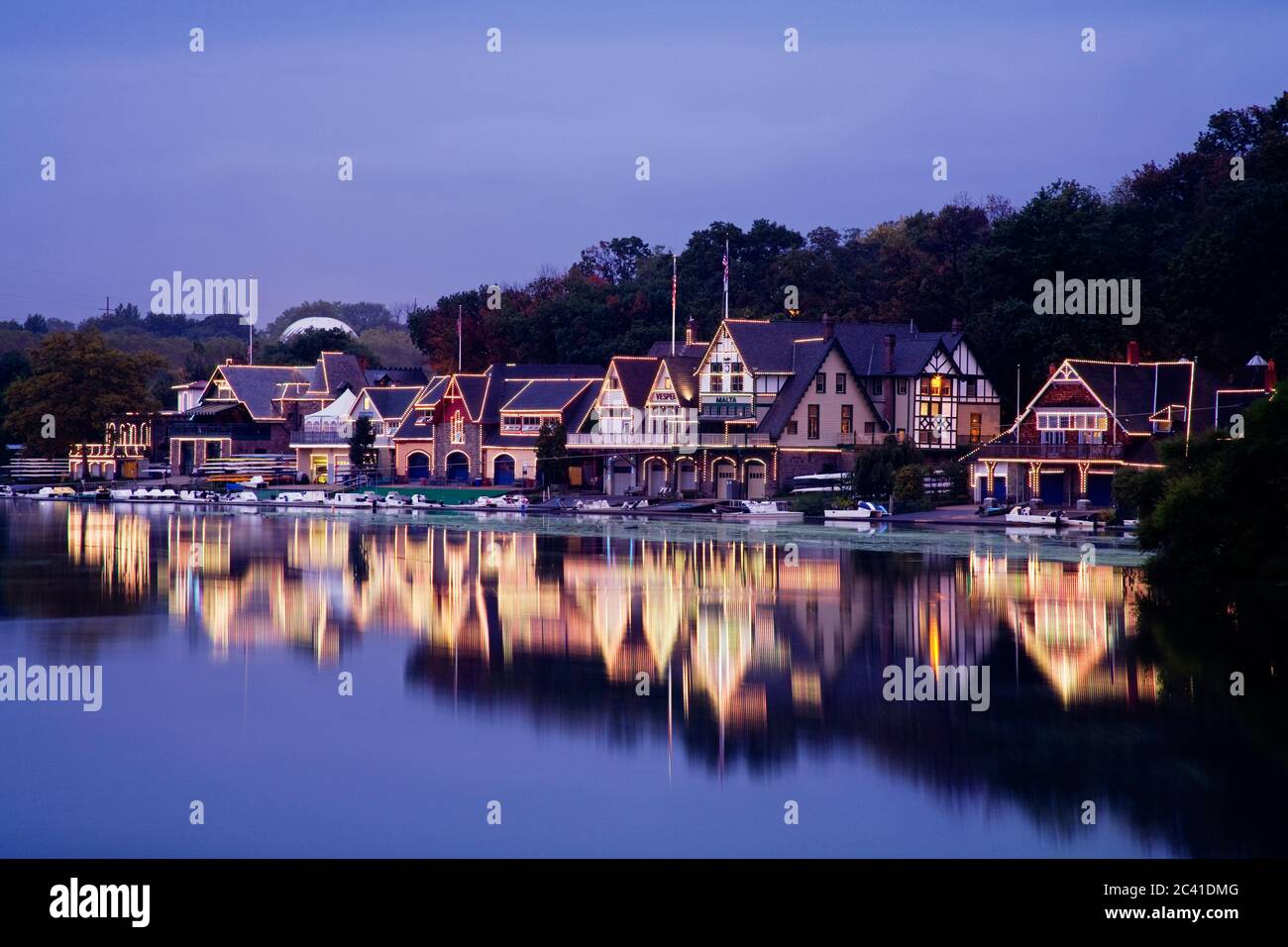 Boathouse Row & Schuylkill River, Fairmount Park, Philadelphia, Pennsylvania, USA Stockfoto