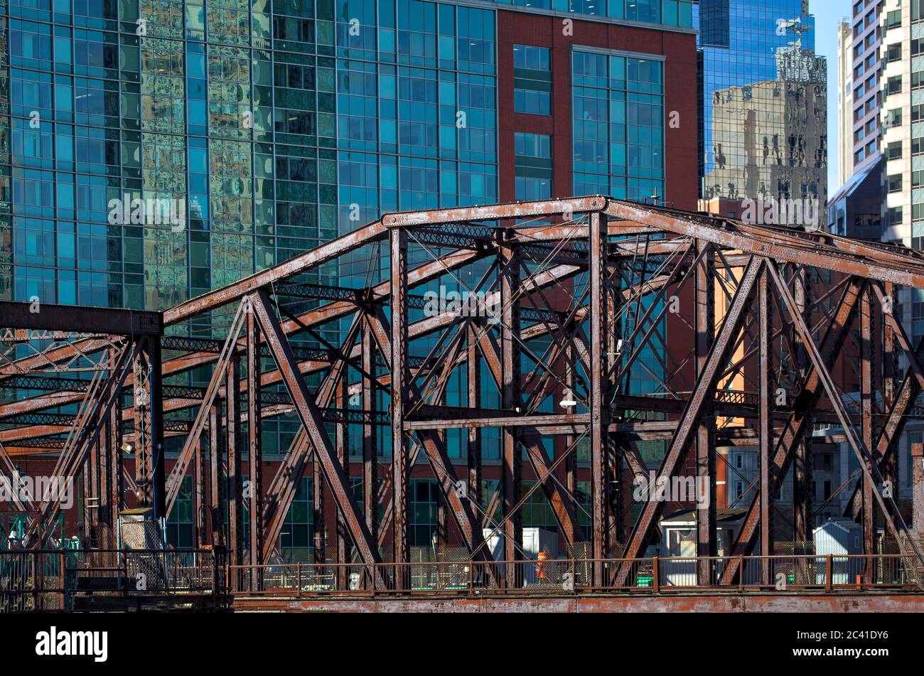 Rail Bridge in der Innenstadt von Boston Stockfoto