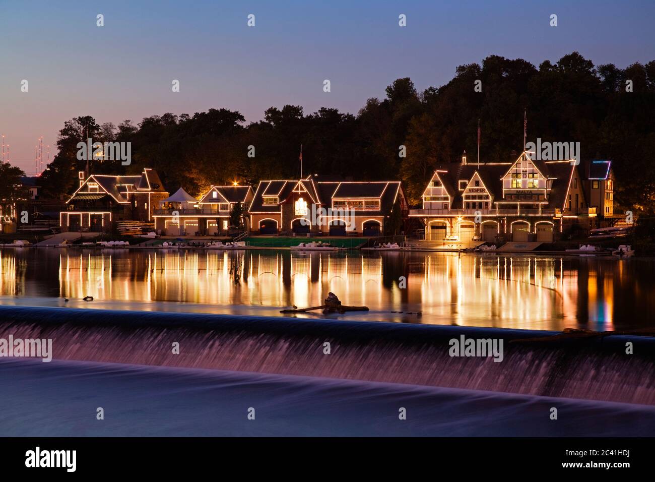 Boathouse Row & Schuylkill River, Philadelphia, Pennsylvania, USA Stockfoto