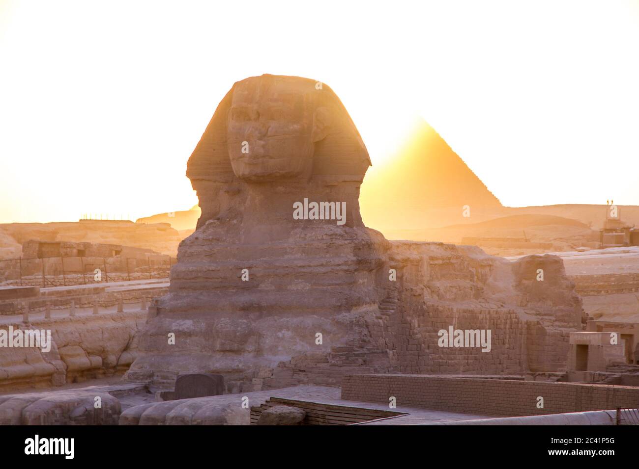 Große Sphinx von Giza bei Sonnenuntergang, Kairo, Ägypten. Stockfoto