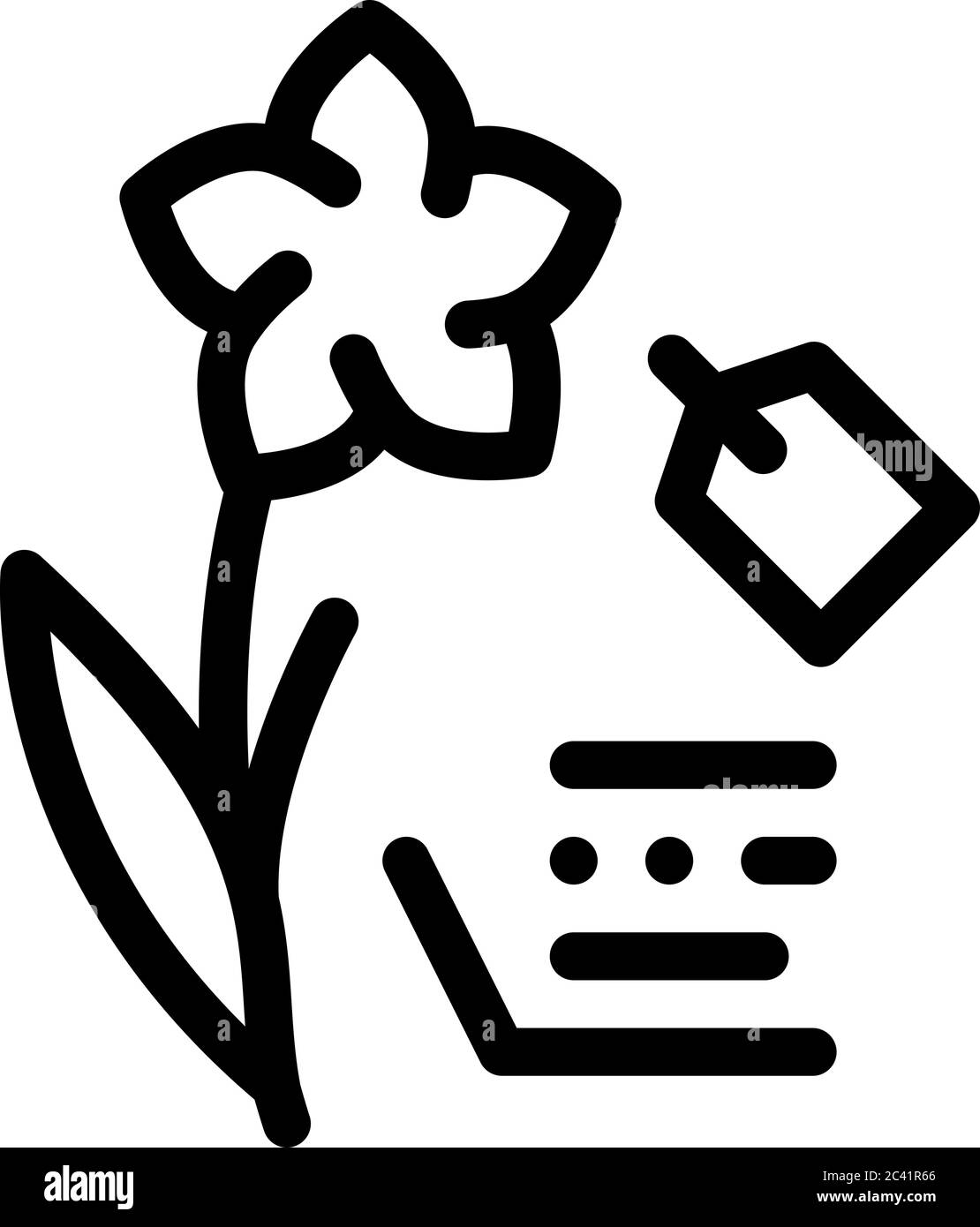 Blume Etikett Preis Symbol Vektor Umriss Illustration Stock Vektor