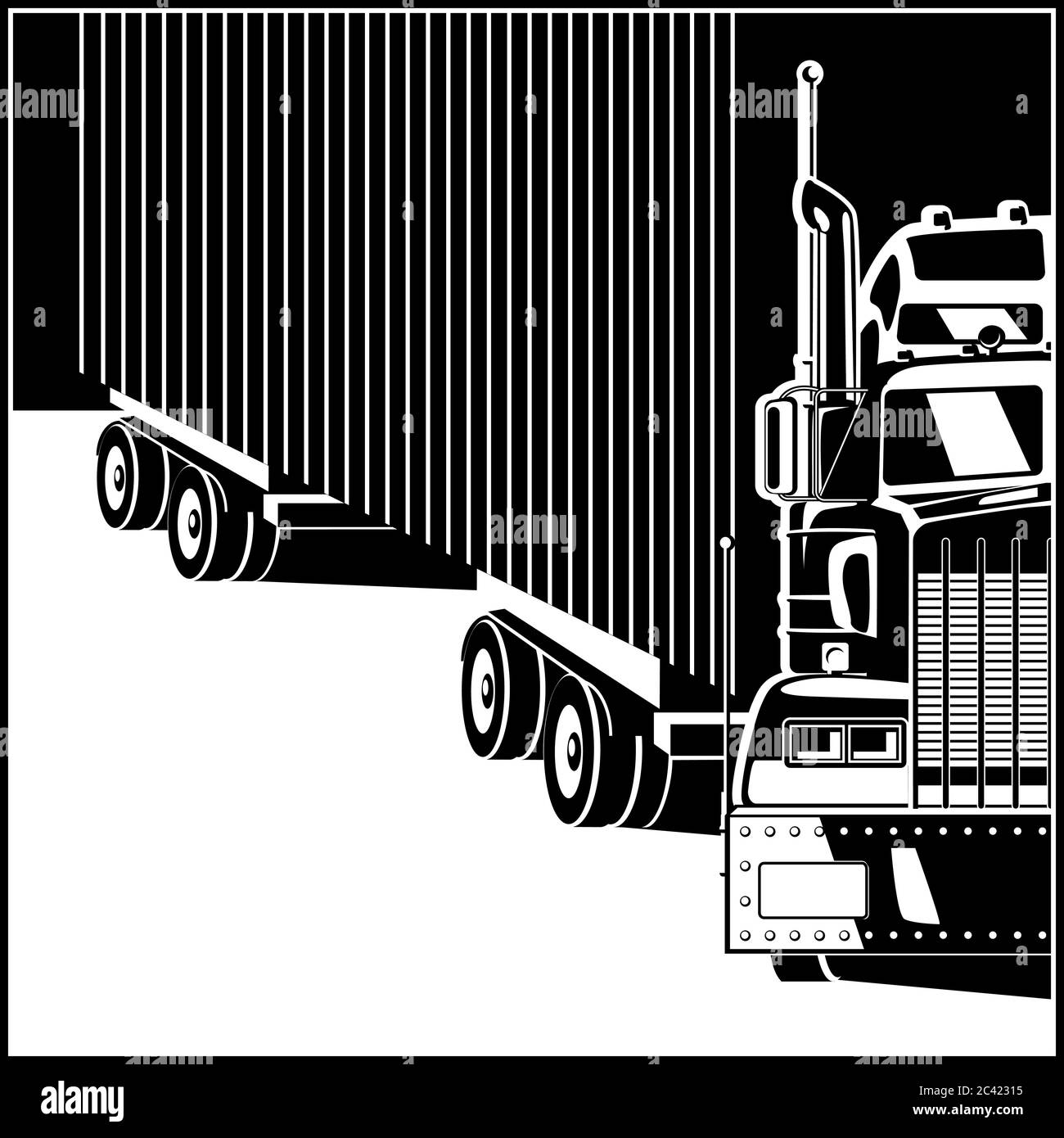 Stilisierte Illustration zum Thema Transport und Logistik. Großer LKW mit Anhänger Stock Vektor