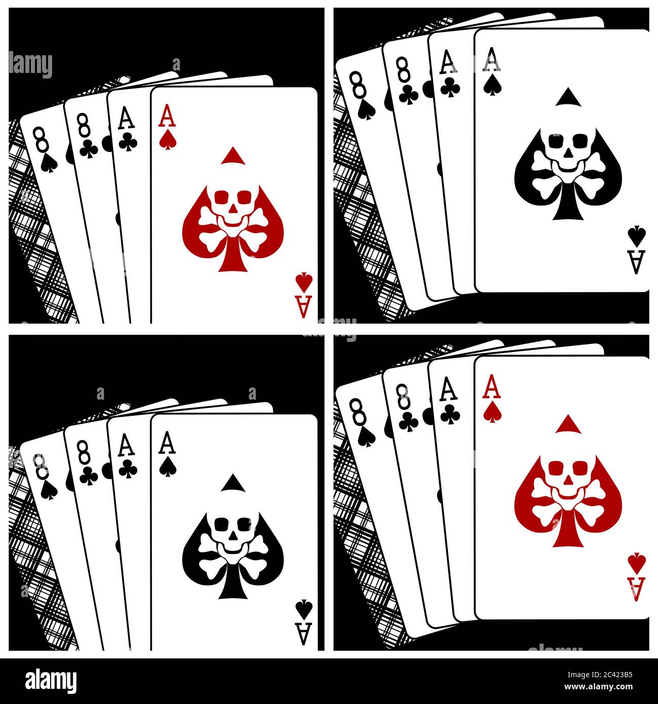 Vektordarstellung einer Spielkartenkombination namens Dead man's Hand Stock Vektor