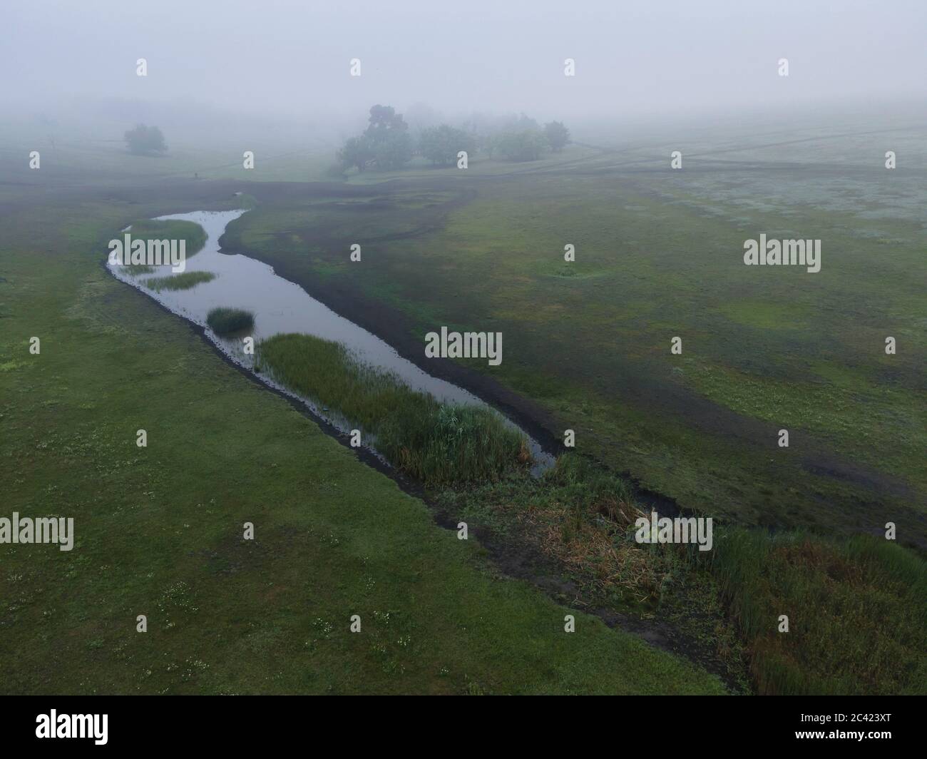 Tarutino Steppe, Oblast Odessa, Ukraine, Osteuropa. März 2019. Morgennebel über dem Fluss Kredit: Andrey Nekrasov/ZUMA Wire/Alamy Live News Stockfoto