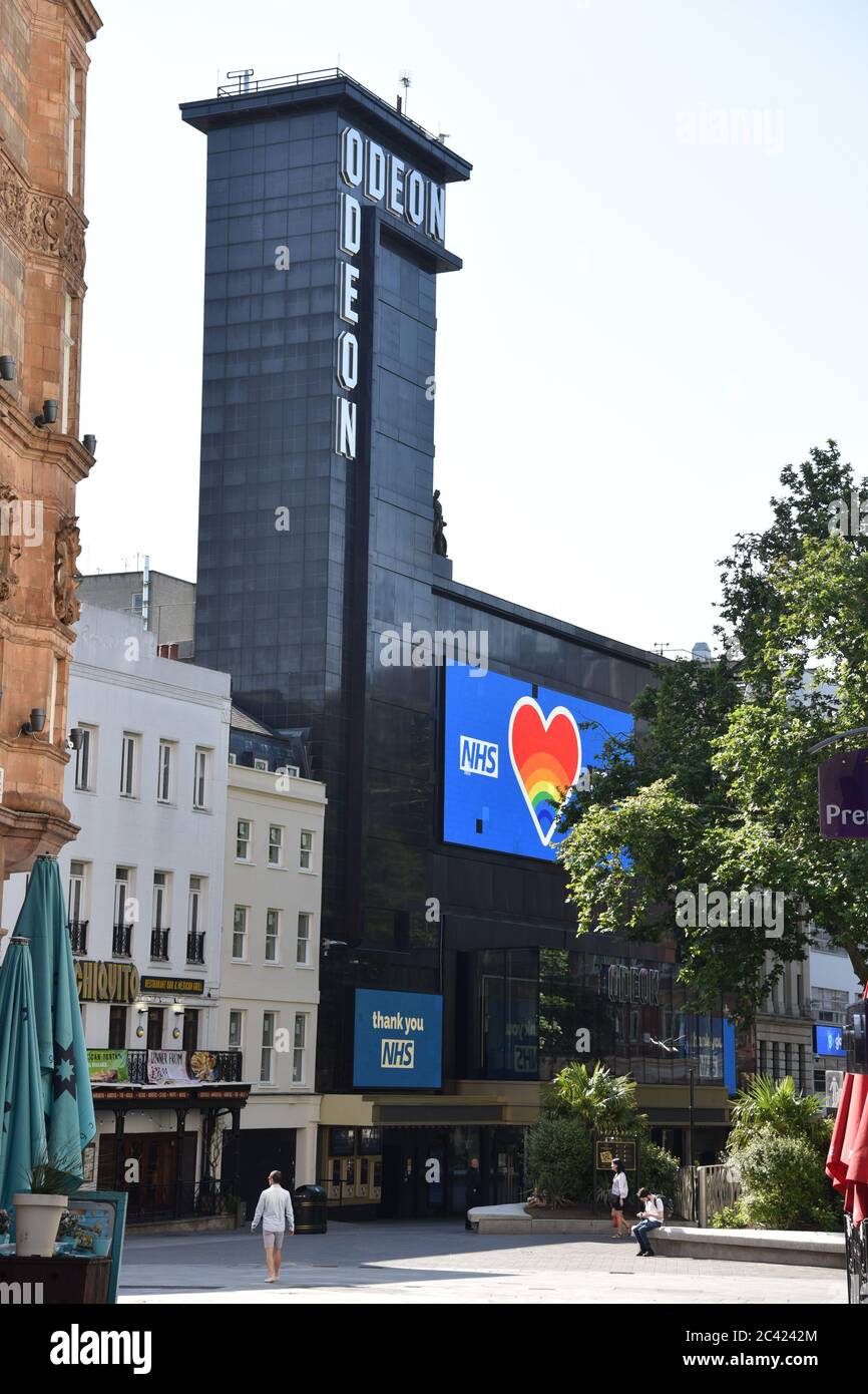 Das Odeon Luxe Kino in London.der britische Premierminister Boris Johnson kündigte an, dass Kinos ab dem 4. Juli in England wieder eröffnet werden können, da die Coronavirus Lockdown Ease eingeschränkt ist. Stockfoto