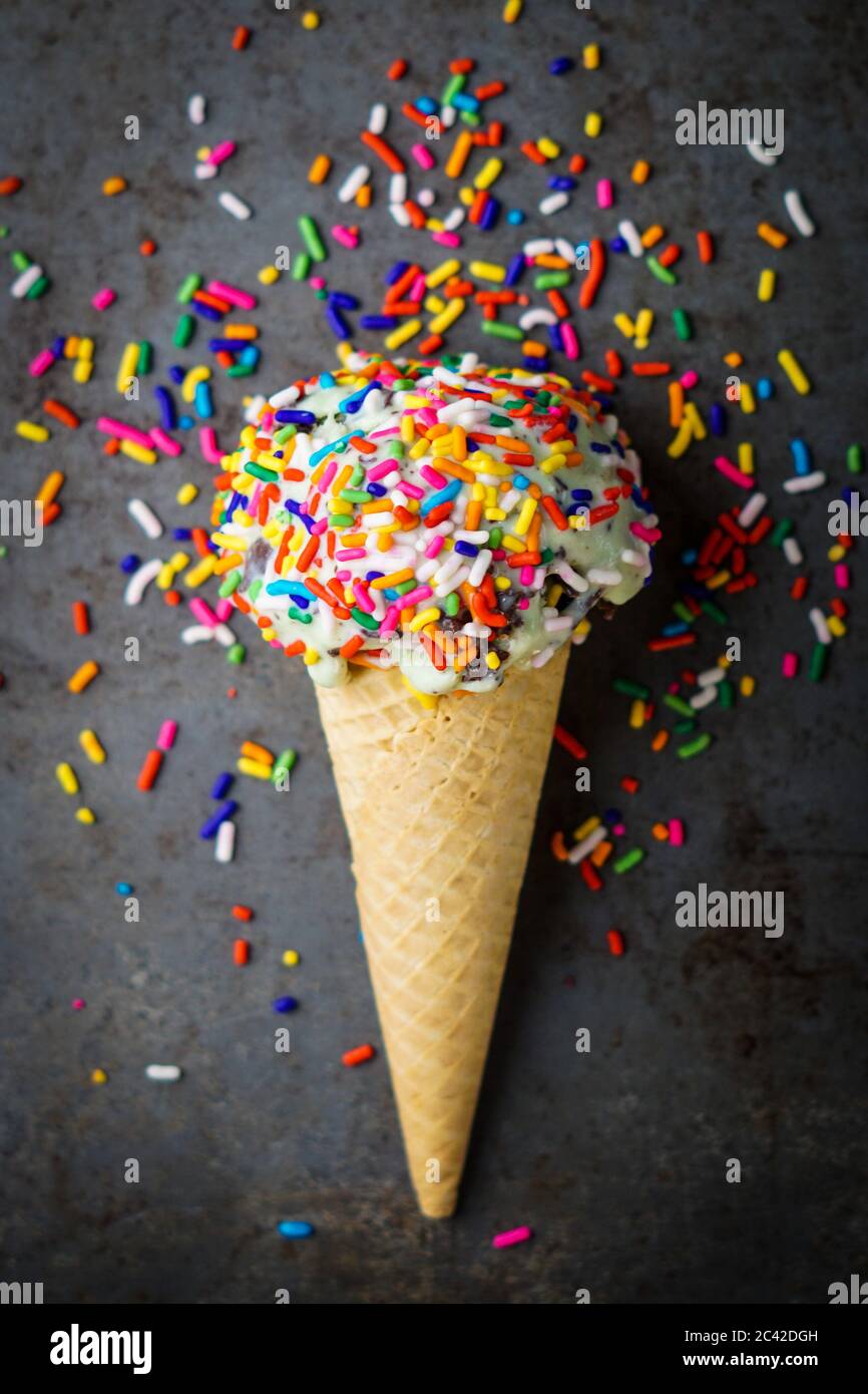 Mint chocolate Chip Eis Stockfoto