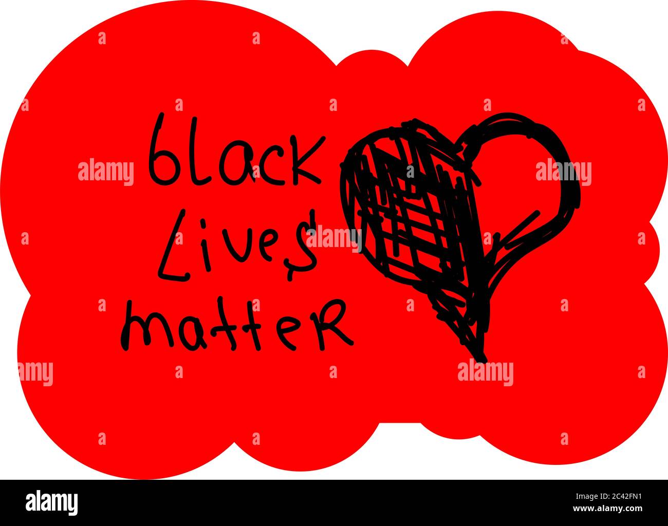 Schriftzug „Black Lives Matter“. Handgezeichnete Herzen. Anti-Rassismus und rassische Gleichheit und Toleranz Banner. Alle Leben sind wichtig. Vorlage für soziale Medien. Stockfoto