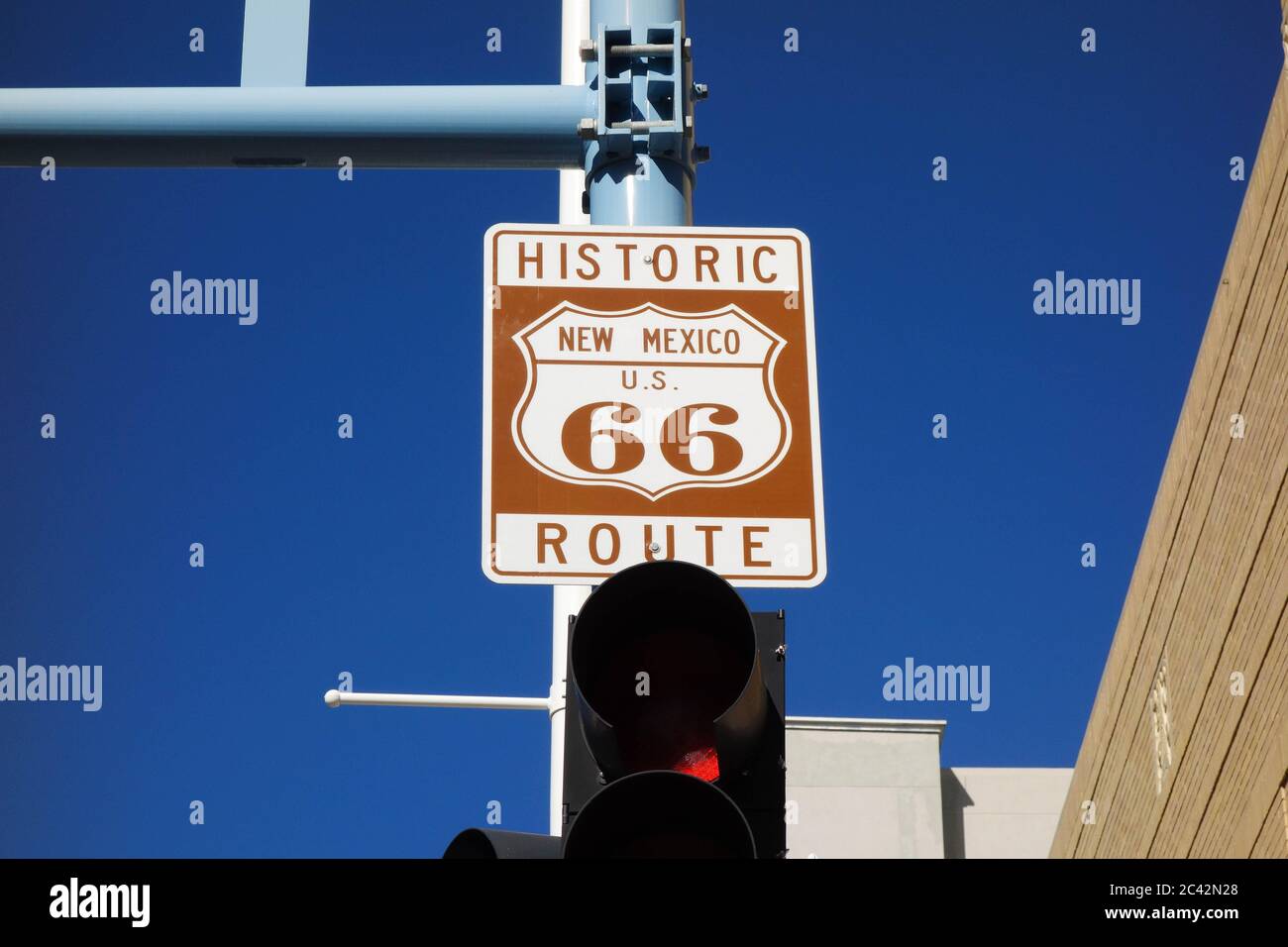 Schild - Historische Route 66 in New Mexico Stockfoto Schild - Historische Route 66 in New Mexico Stockfoto