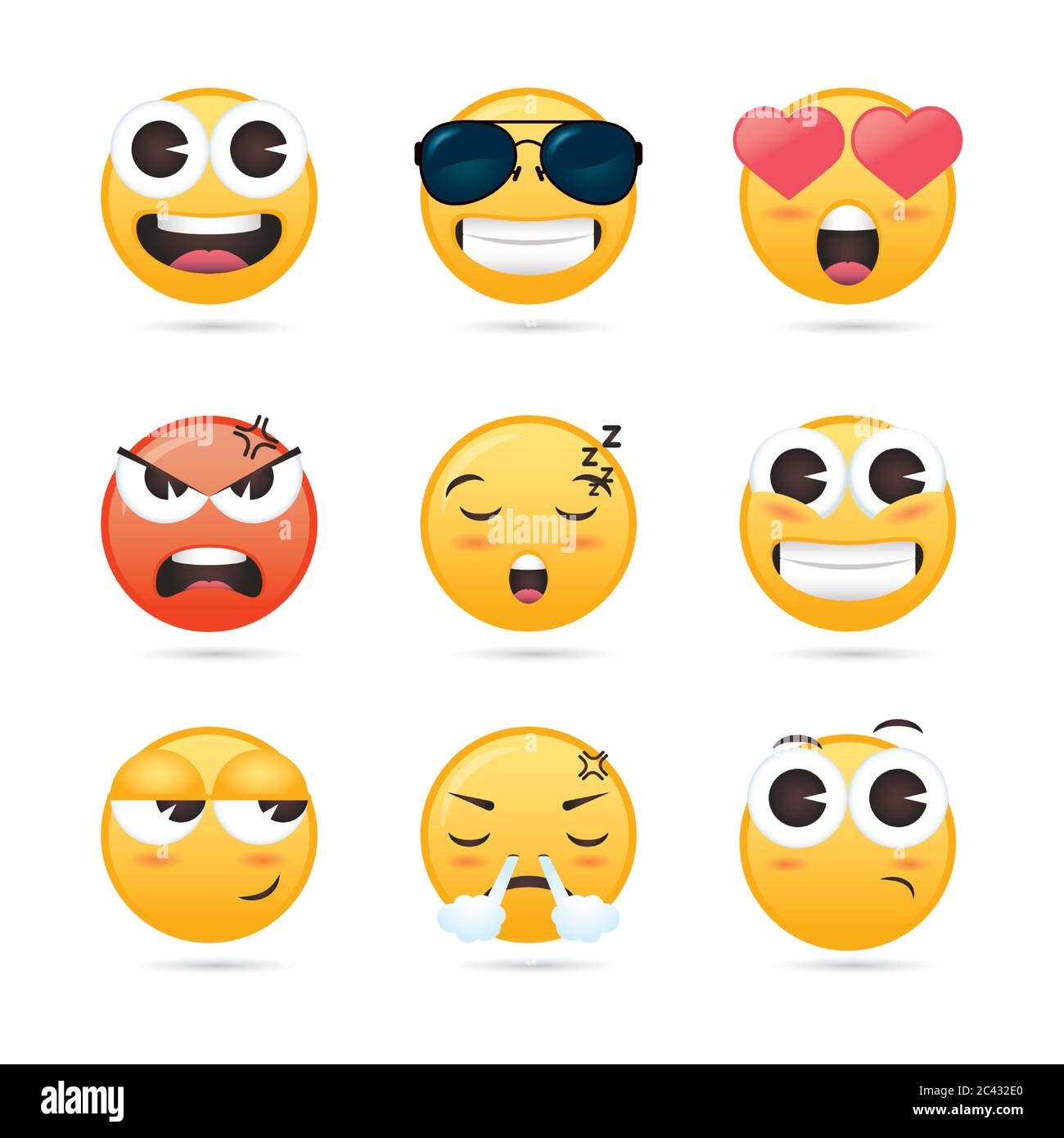 Gruppe von Emojis Gesichter lustige Zeichen Vektor Illustration Design