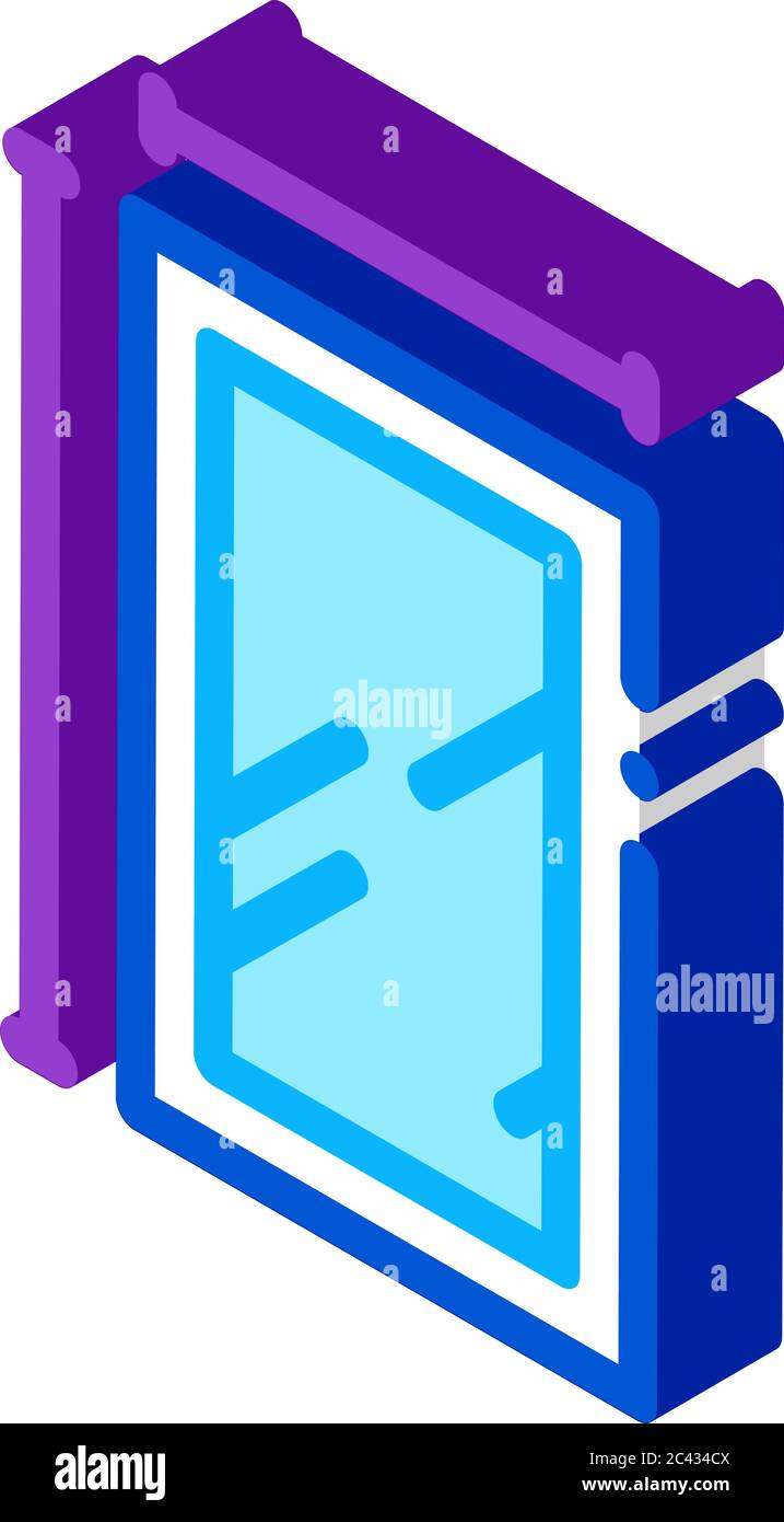 Fensterabmessungen isometrische Symbolvektordarstellung Stock Vektor
