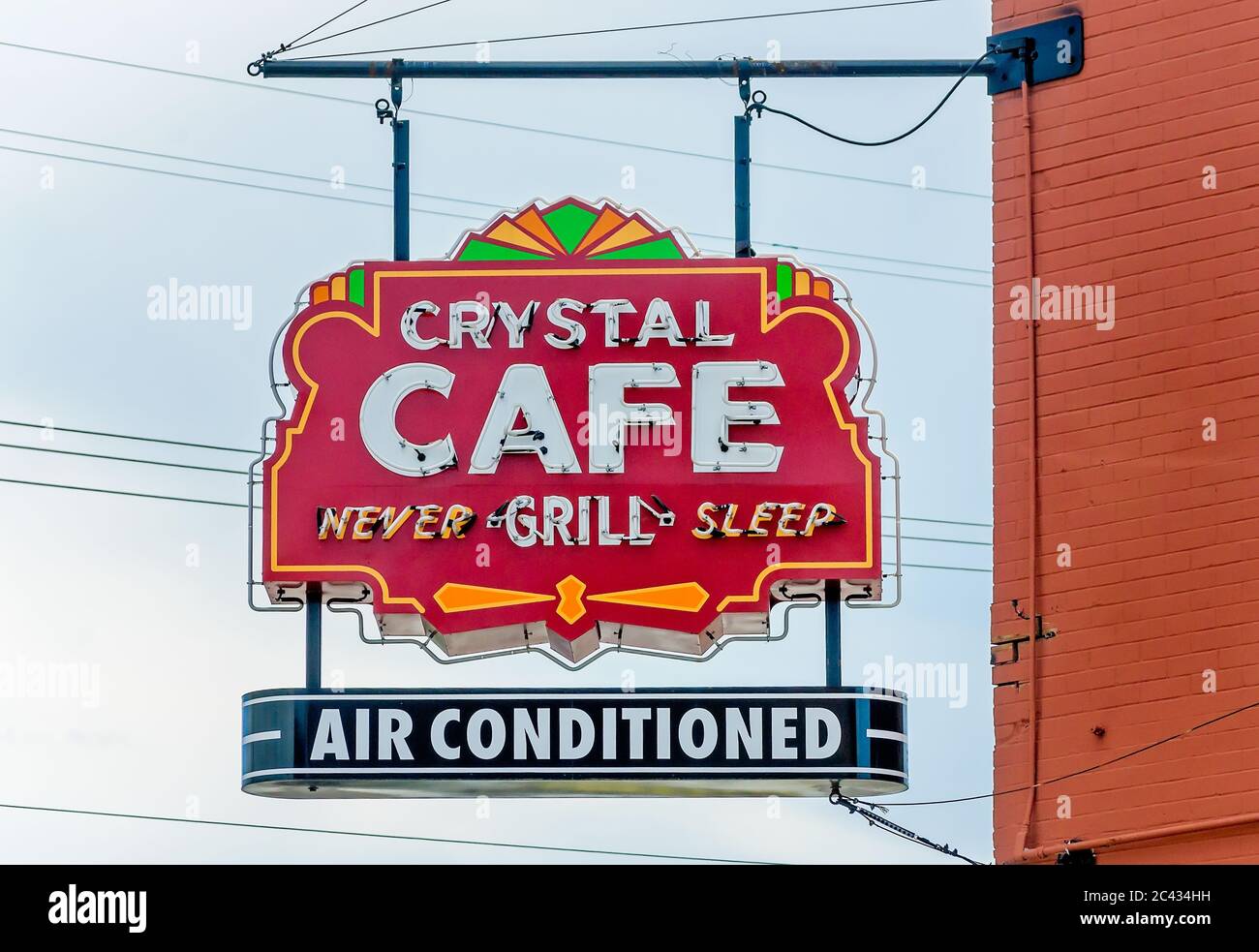 Das Crystal Grill Schild ist abgebildet, 10. August 2016, in Greenwood, Mississippi. Das Restaurant im Familienbesitz ist ein beliebtes Lokal. Stockfoto