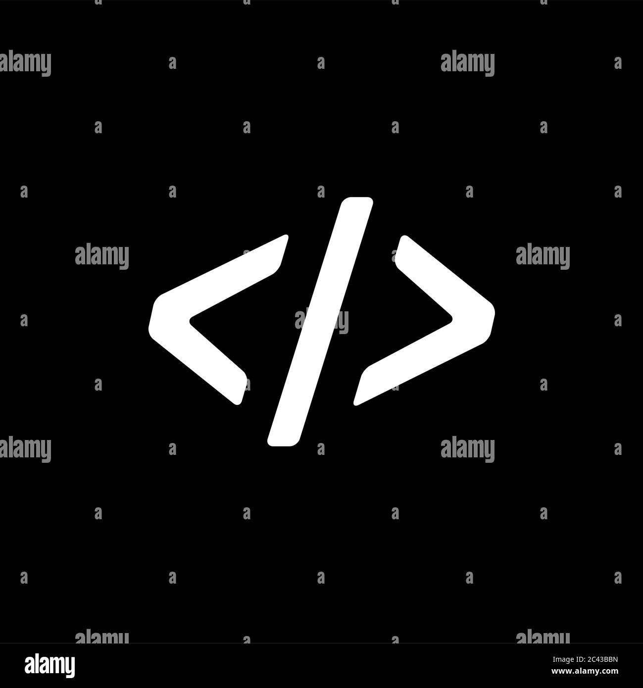 Codesymbol Auf Schwarzem Hintergrund. Vektor-Illustration Mit Schwarzem Flachen Stil. Stockfoto