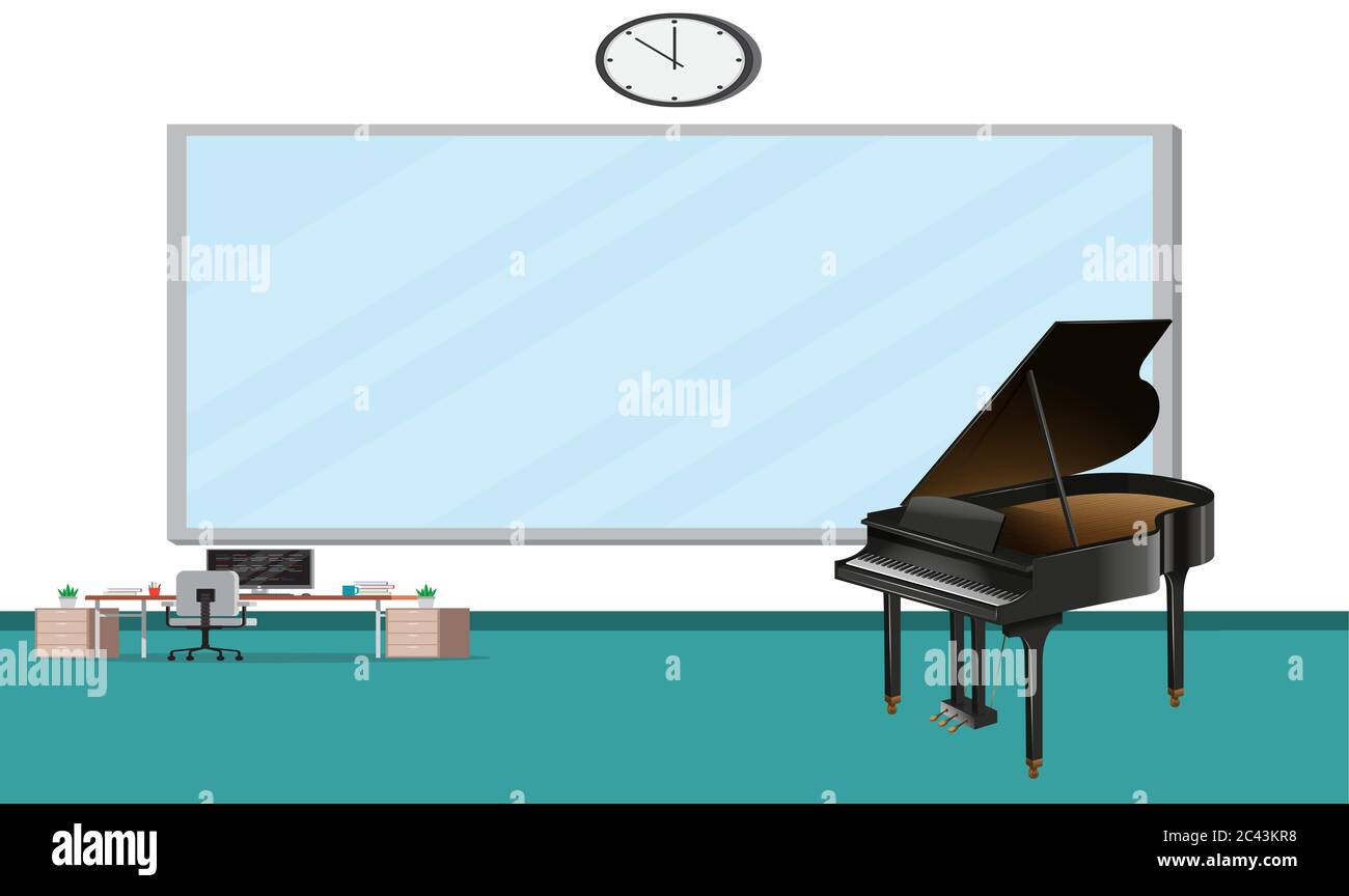 Abbildung eines realistischen Klaviers im Büro Stock Vektor