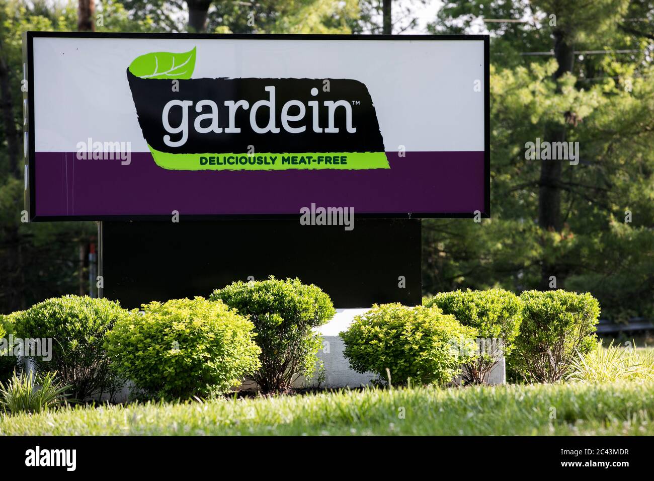 Ein Logo-Schild vor einer Einrichtung von Gardein in Hagerstown, Maryland am 10. Juni 2020 besetzt. Stockfoto