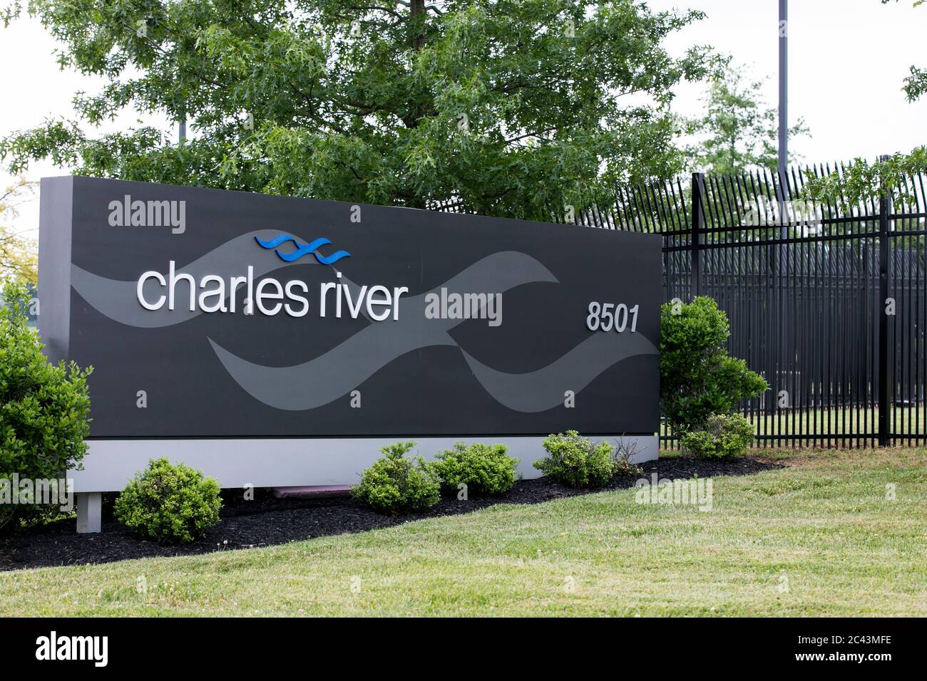 Ein Logo vor einer Anlage, die am 10. Juni 2020 von Charles River Laboratories in Frederick, Maryland, besetzt wurde. Stockfoto