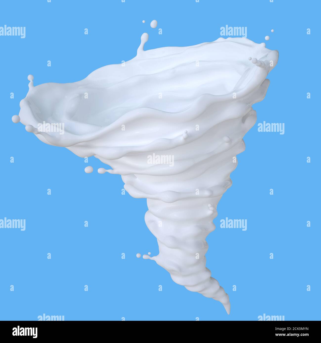 Milch in Form von Tornado. Beschneidungspfad enthalten. 3D-Illustration Stockfoto