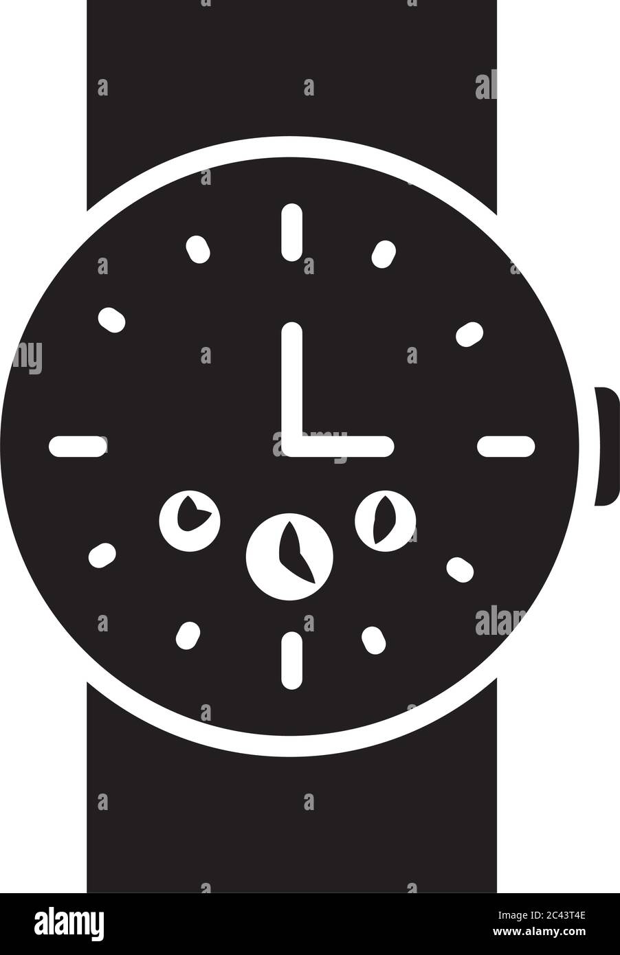 Männliche Handuhr Symbol über weißem Hintergrund, Silhouette Stil, Vektor-Illustration Stock Vektor