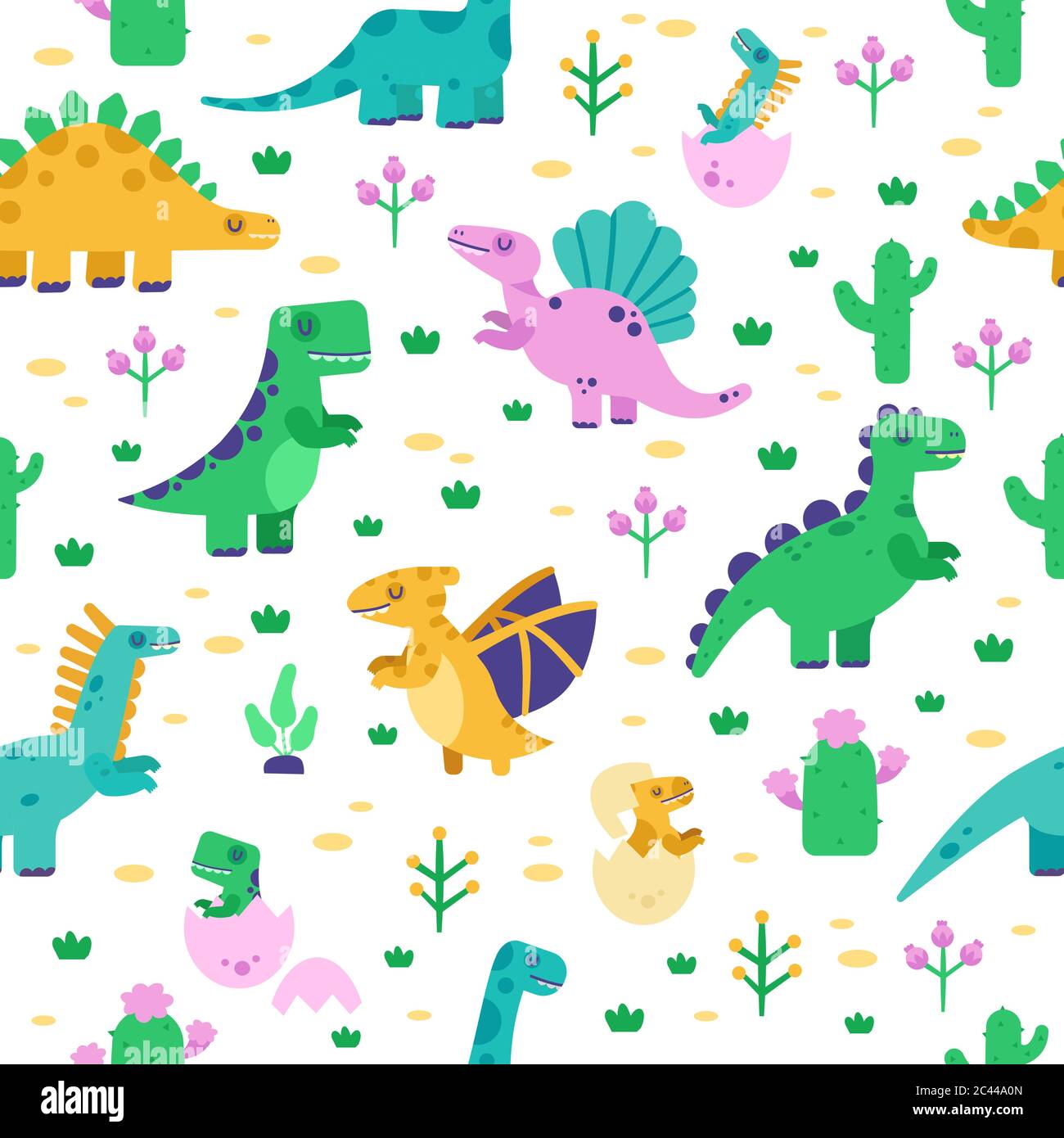Dinosaurier-Muster. Cute Dino Doodle Muster, Dinosaurier Hand gezeichnet Tyrannosaurus, pterodactyl Hintergrund, jurassic Park Vektor nahtlose Illustration Stock Vektor