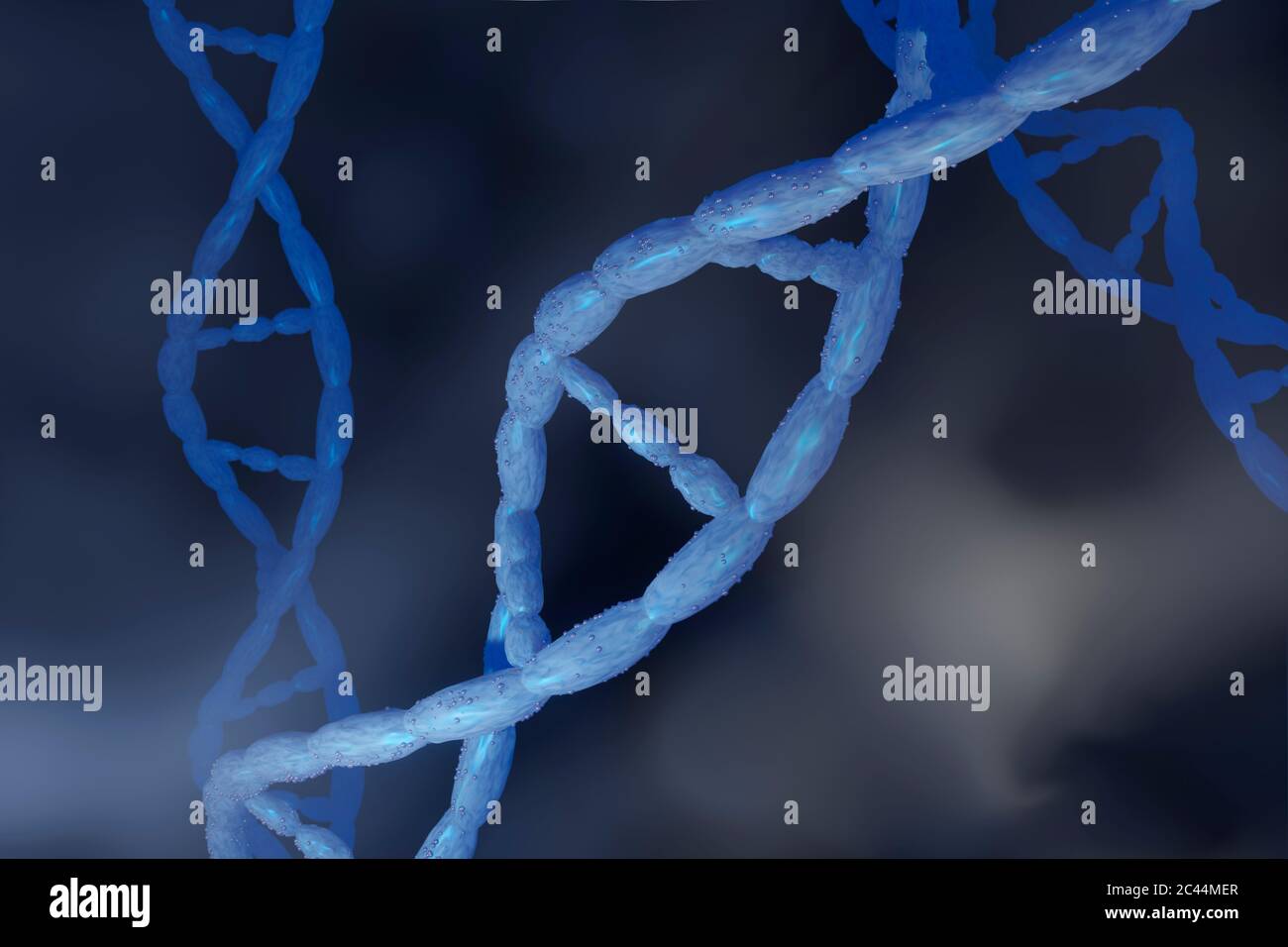 3D gerenderte Illustration, Visualisierung von DNA-Doppel Helix, die Gene des biologischen Organismus tragen Stockfoto