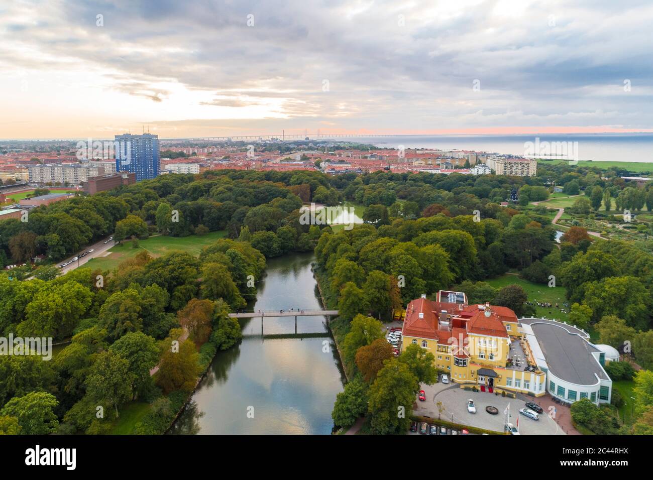 Schweden, Scania, Malmö, Luftaufnahme von Kungsparken und Casino Cosmopol Stockfoto