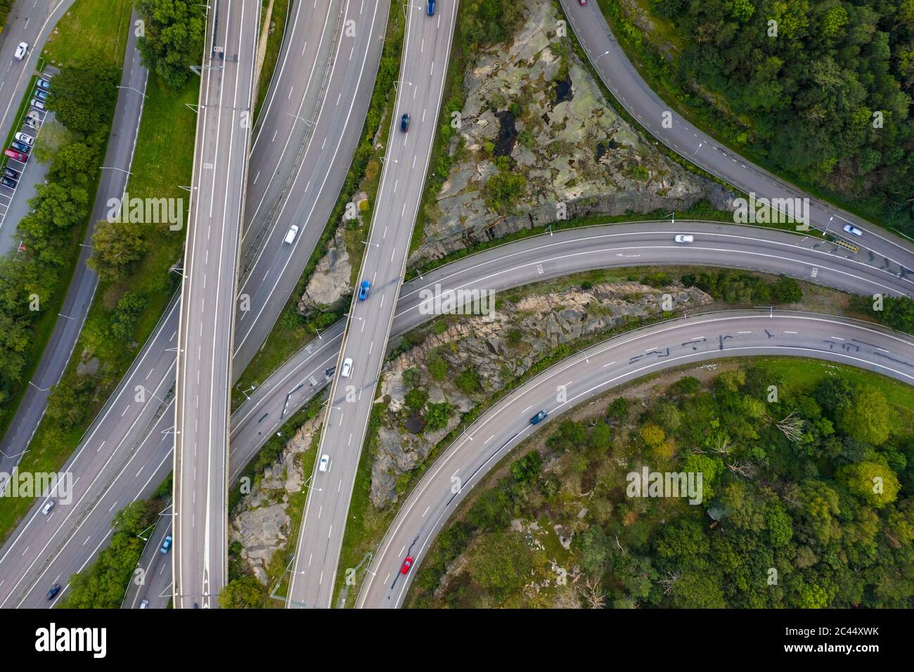 Schweden, Göteborg, Luftaufnahme der Autobahnen Stockfoto
