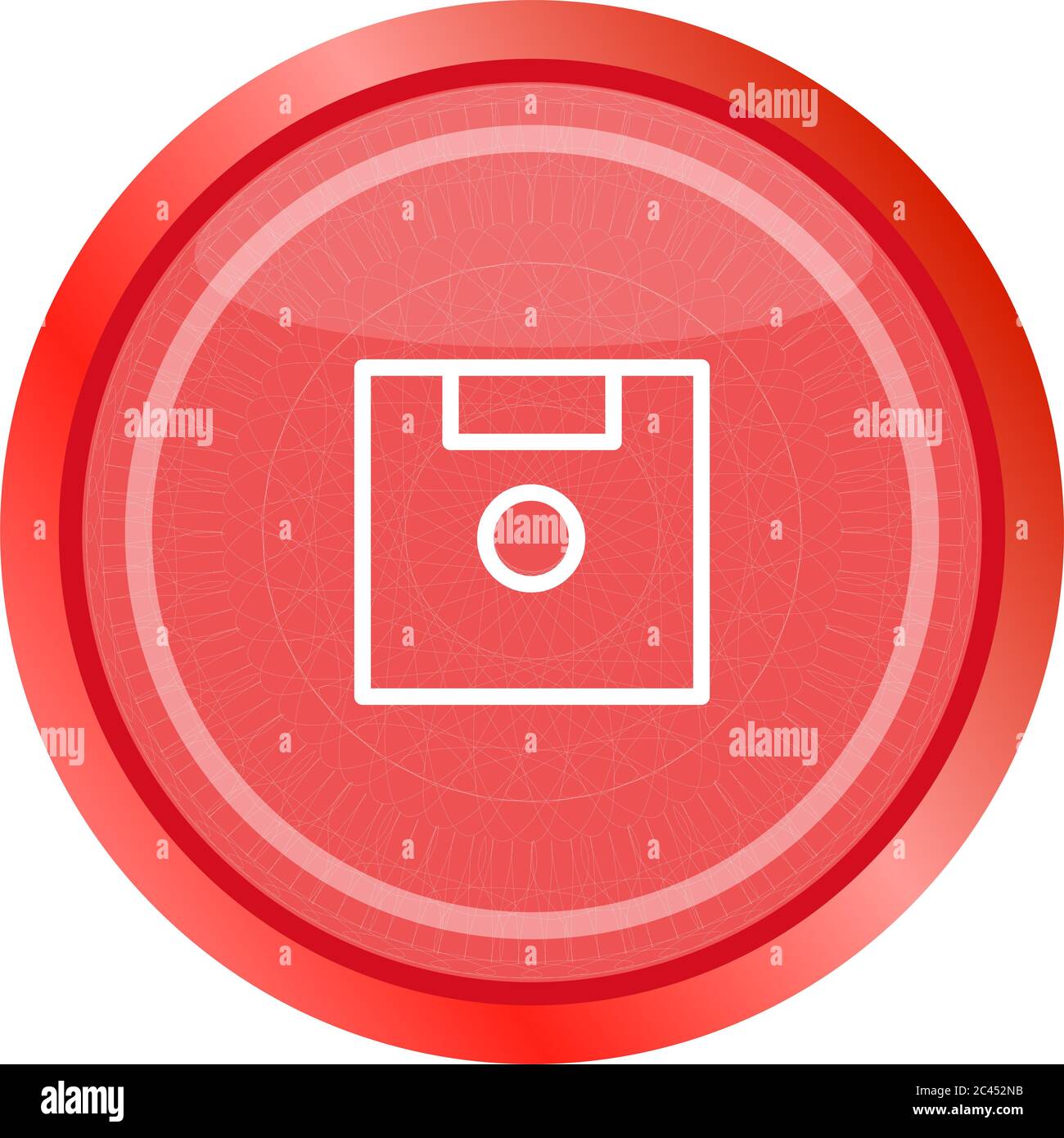 Disk-Web-Taste (Symbol) isoliert auf weiss Stockfoto