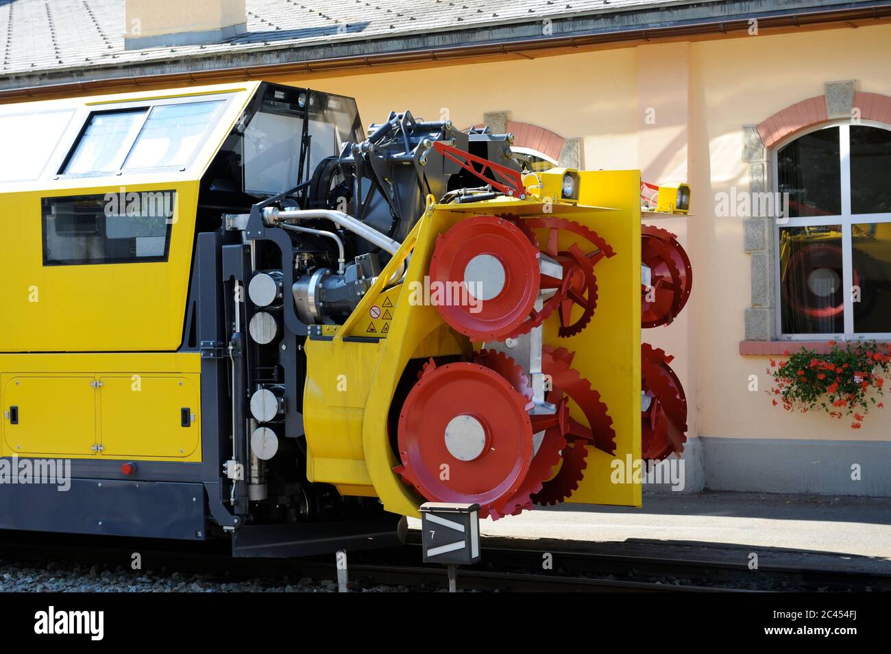 Schneefräse der Bernina-Bahn, Poschiavo, Schweiz Stockfoto