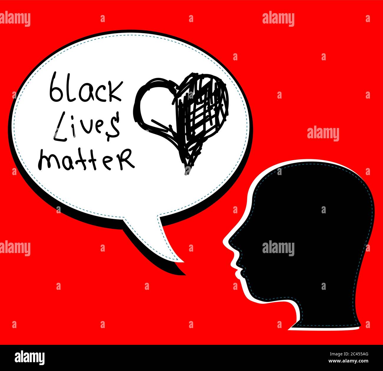 Schriftzug „Black Lives Matter“. Handgezeichnete Herzen. Anti-Rassismus und rassische Gleichheit und Toleranz Banner. Alle Leben sind wichtig. Vorlage für soziale Medien. Stockfoto