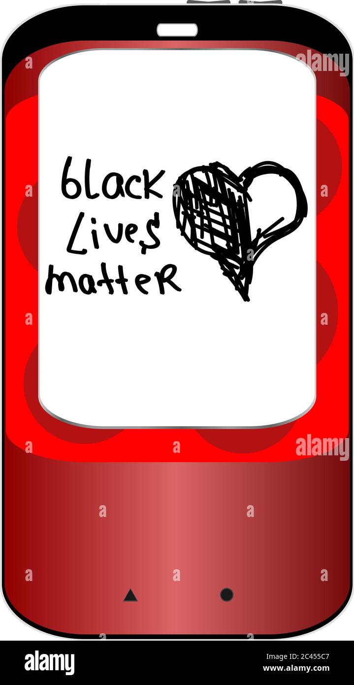 „Black Lives Matter“-Schriftzug. Handgezeichnete Herzen. Anti Rassismus und Rassengleichheit und Toleranz Banner. Alle Leben sind wichtig. Vorlage für soziale Medien. . Smartph Stockfoto