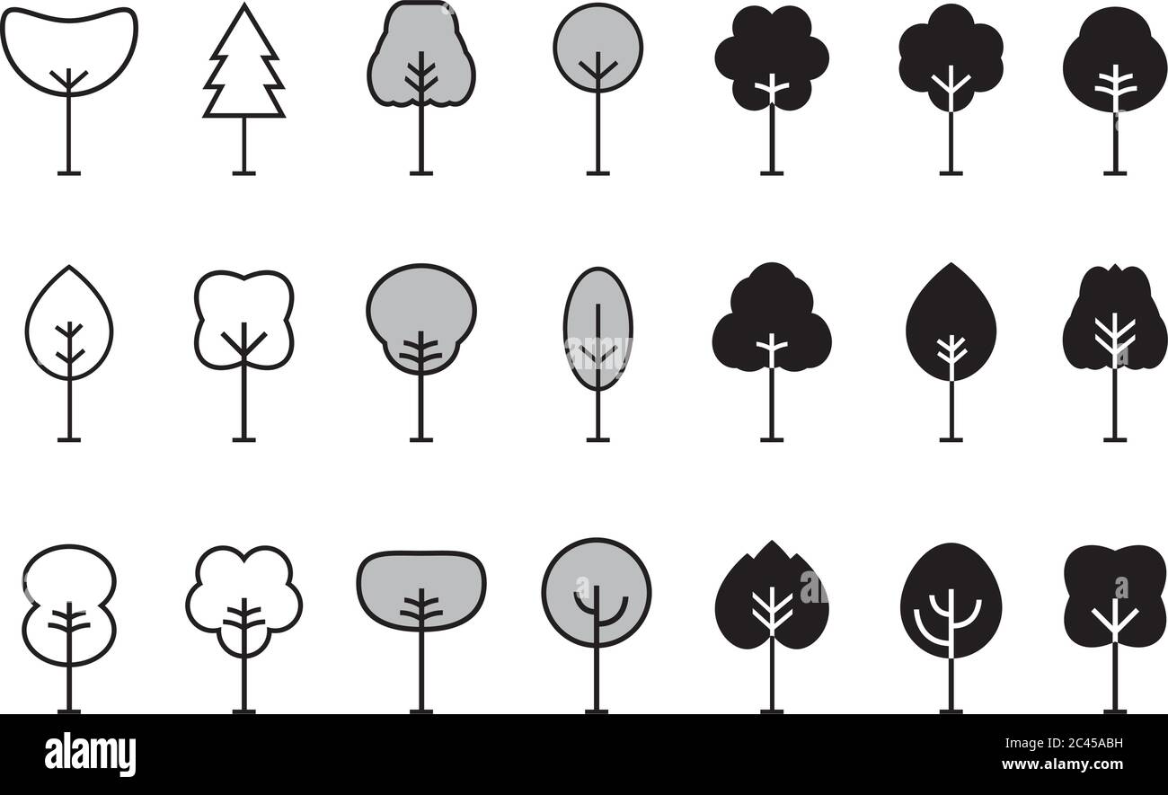 Symbol für Gliederungsbaum. Abstrakte Baumstruktur dünne Symbole. Umreißen Sie lineare Pflanzen. Bearbeitbare Konturfüllung. Baum einfaches isoliertes Vektorsymbol. Stock Vektor