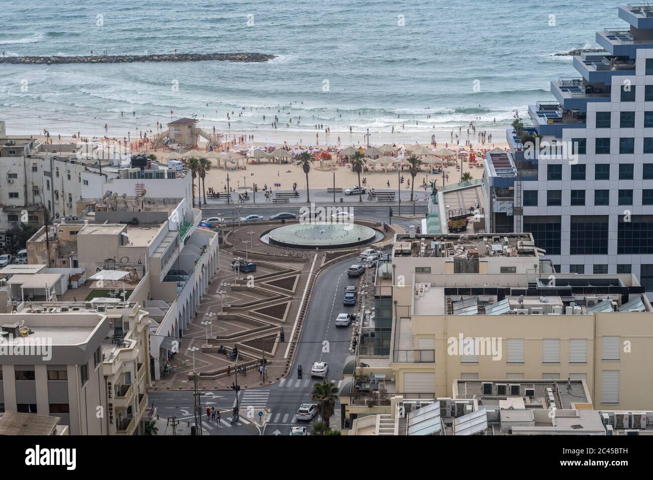 Draufsicht auf Tel Aviv City Beach Front - Israel Stockfoto