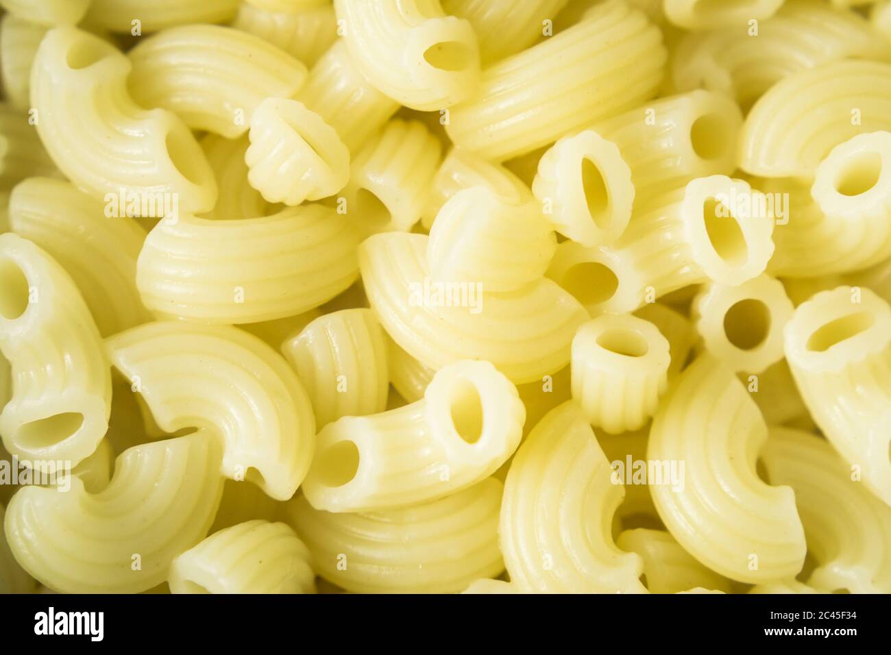 Nahaufnahme der gekochten Makkaroni-Pasta Stockfoto
