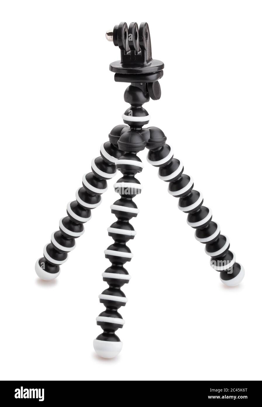 Action-Kamera flexibel Gorilla Stand Pfad isoliert auf weiß Stockfoto
