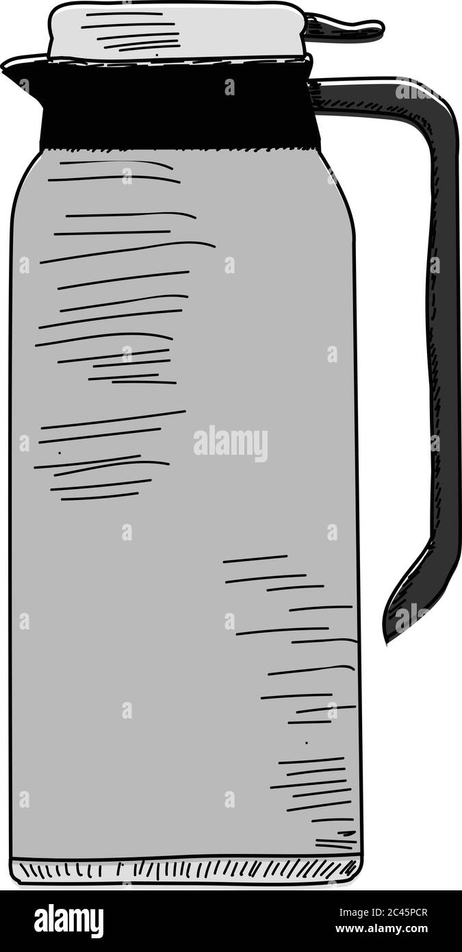 Thermoskannen für Getränke, Skizze mit Linien Stock Vektor