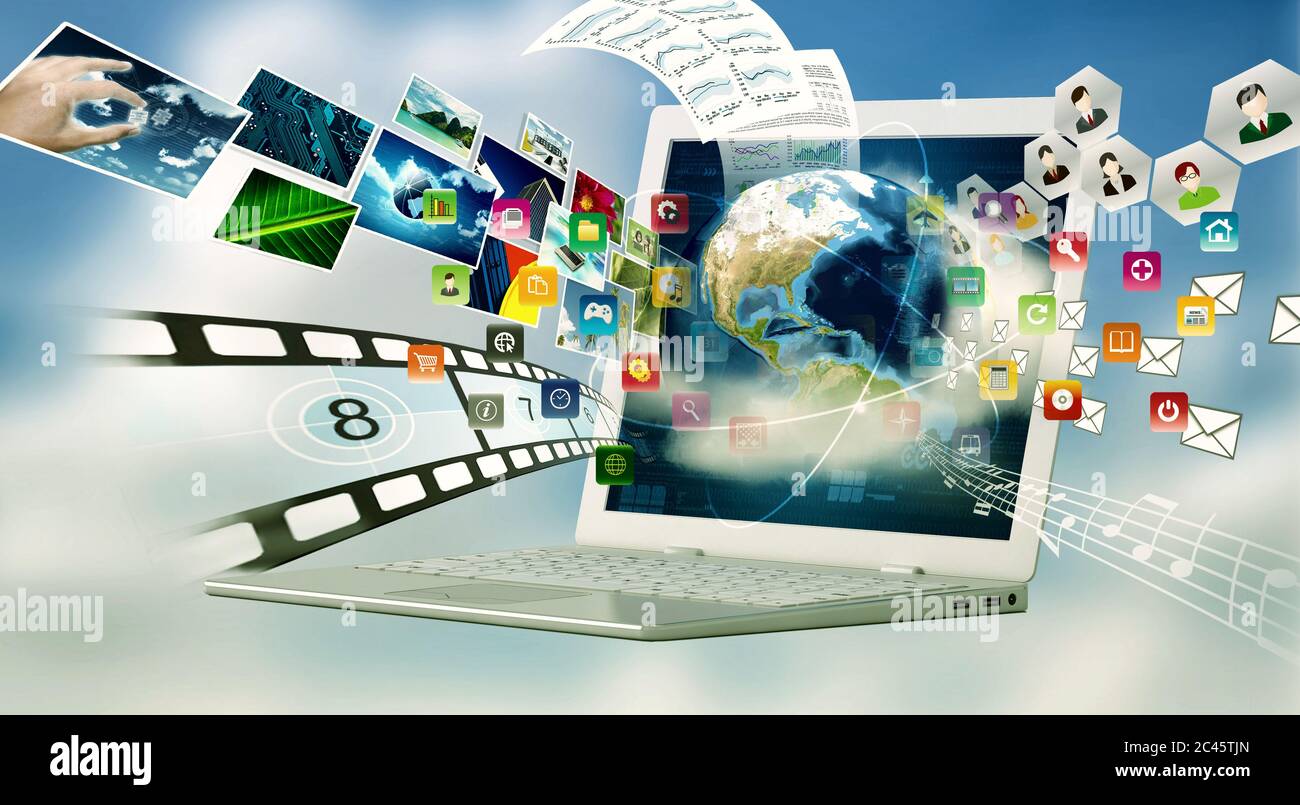Multimedia-Internet-Laptop Stockfoto