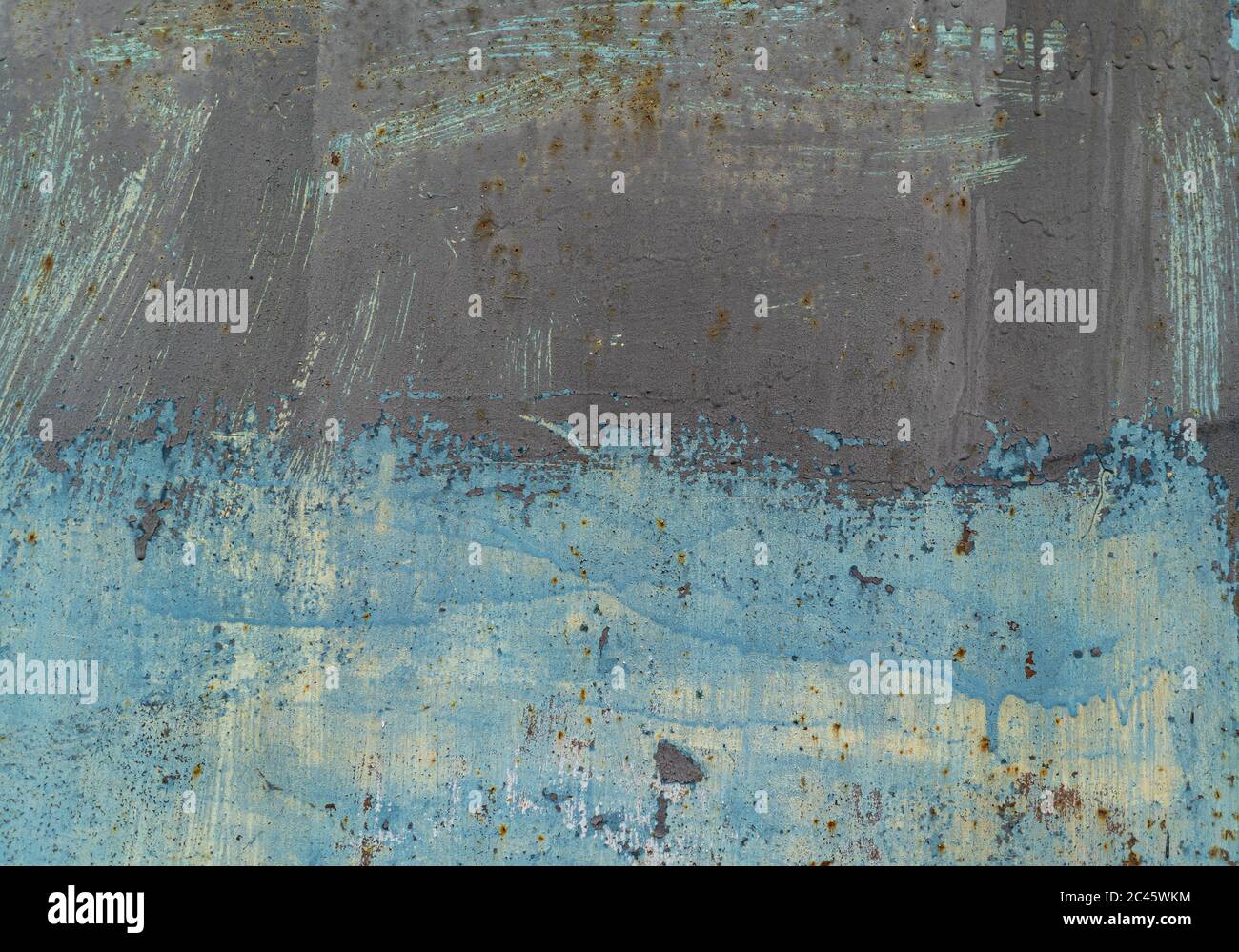 Rostiger Metallhintergrund in Blautönen Stockfoto